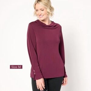 Isaac Mizrahi Women's Plum Cowl Neck Sweater